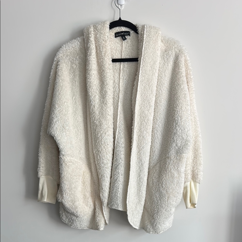 Derek Heart Cream Hooded Cardigan Size S